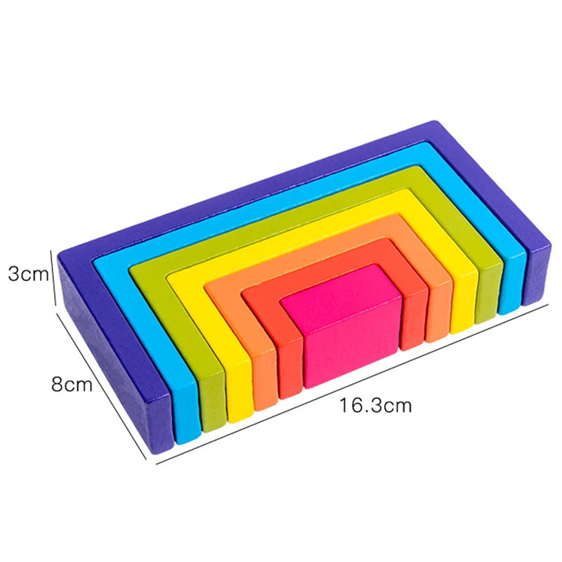 Wooden rainbow arched building blocks montessori educational toys stacking balance sorting game early education