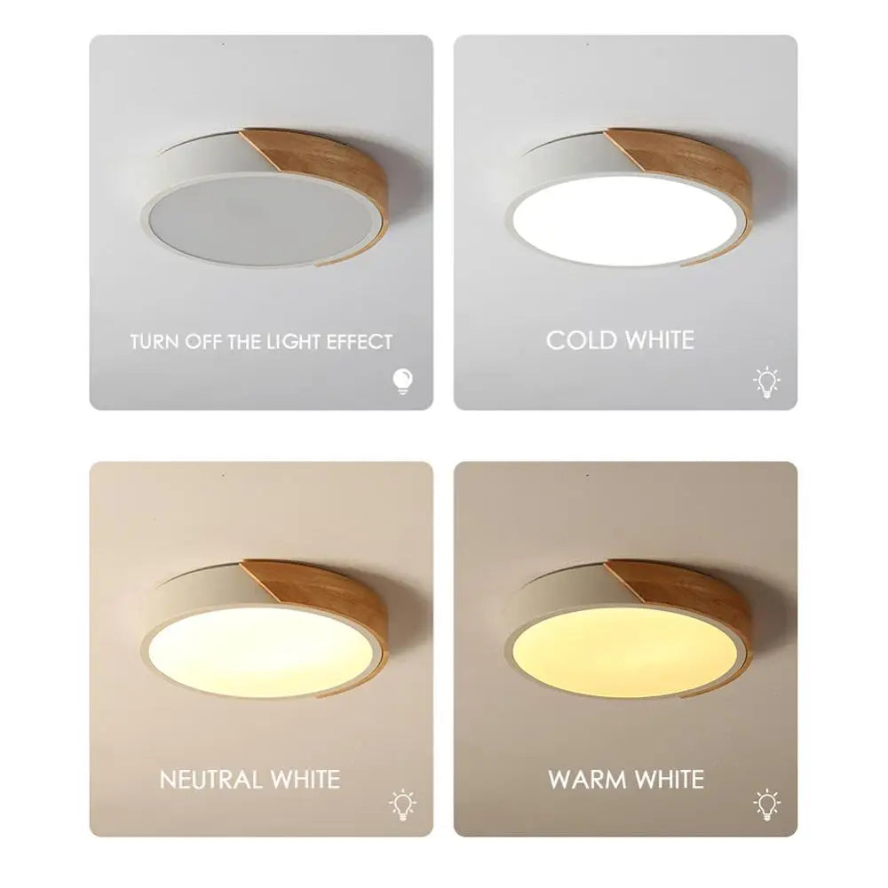 Led surface mount ceiling light modern ultra thin lighting wood lamp fixture living room home decor balcony remote