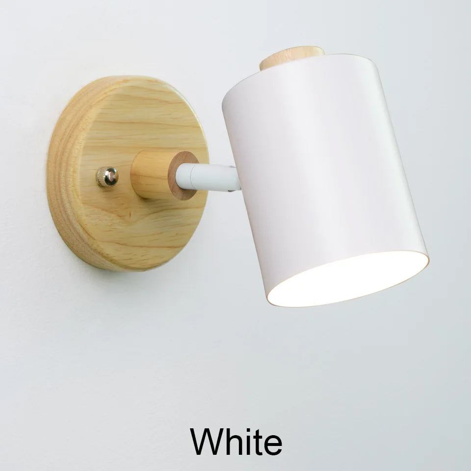 Nordic indoor gu10 wall lamp wooden 6 color with zip switch eu/ul plug lights for home bedroom living room aisle