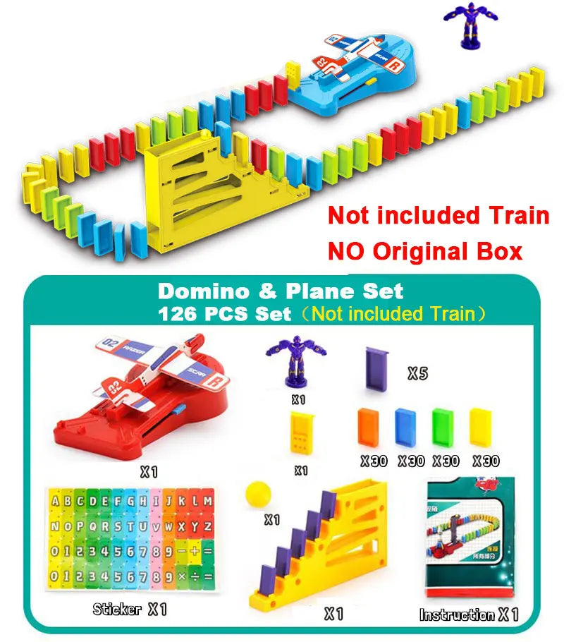 Automatic laying domino brick train car set sound light kids colorful plastic dominoes blocks game toys gift for girl