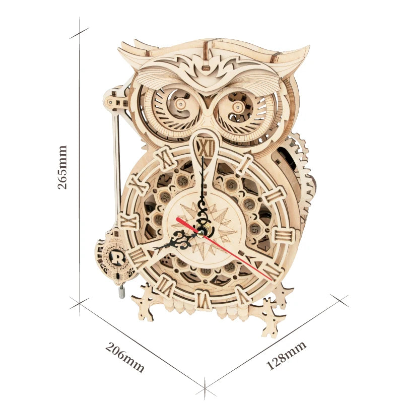Robotime rokr 3d wooden puzzle owl clock model building kit toys for children kids boys lk503 - united kingdom