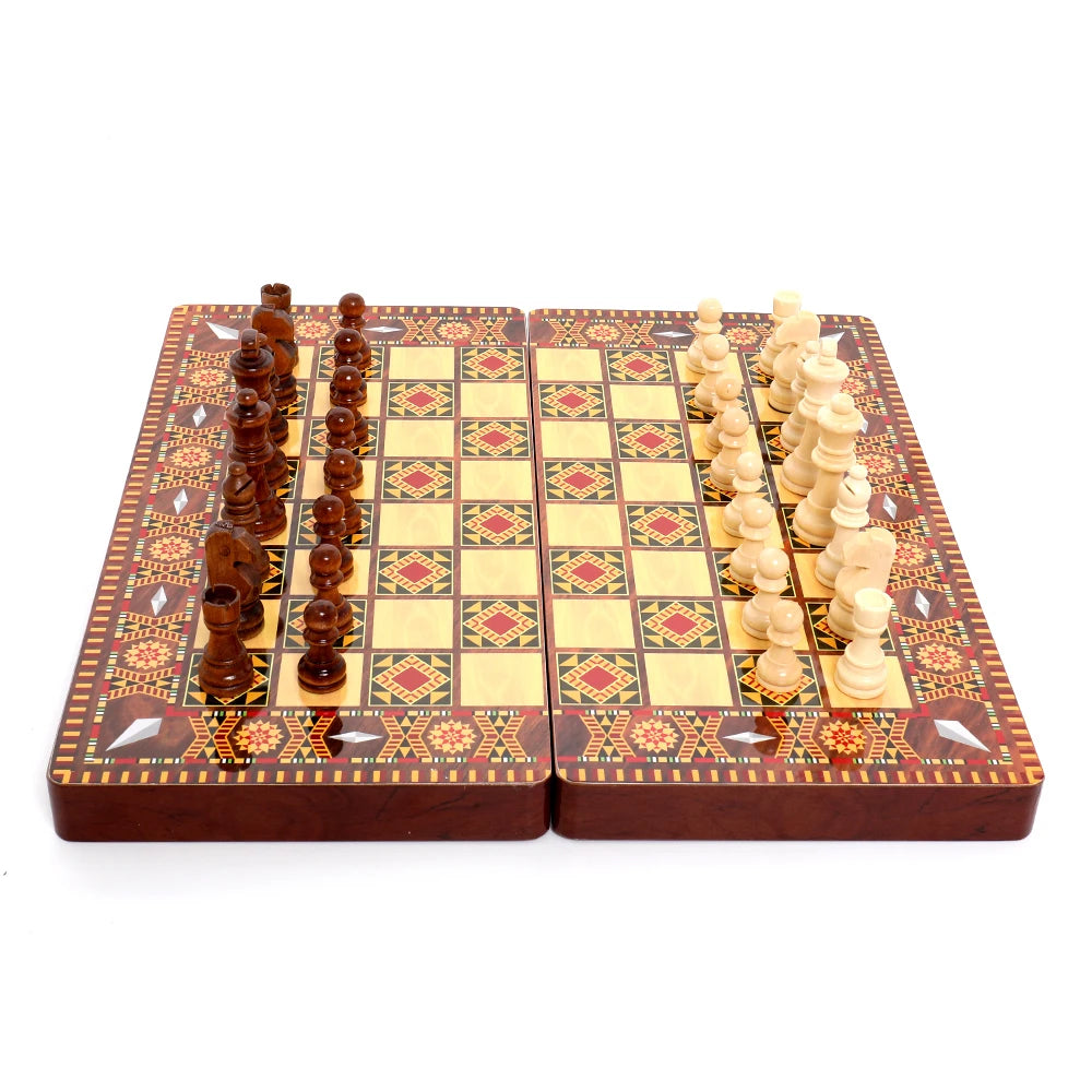 Chess backgammon foldable 40x40cm intellectual entertainment game portable 3-in-1 board multiple modes luxury knight
