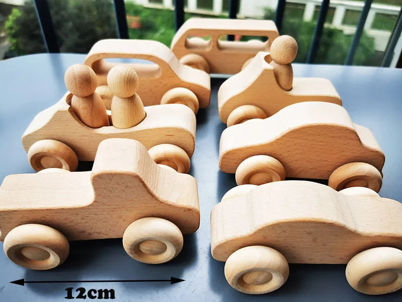 Unpaint beech trees cars basswood building bridge kids wooden montessori stacking blocks - cars 7 - game