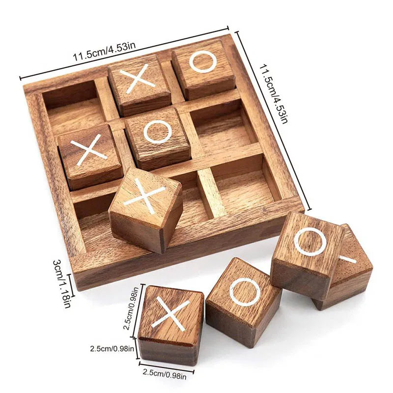 Wooden tic tac toe board game xo chess iq logic toys parent child interaction party spiele juegos de mesas para toda la