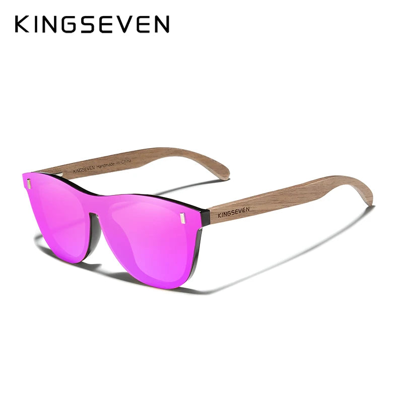 Kingseven handmade black walnut sunglasses wood polarized men women uv400 protection original accessories - purple