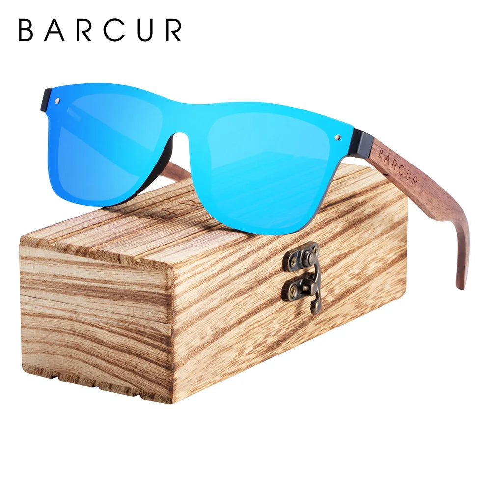 Barcur wood sunglasses natural black walnut sun glasses for men eyewear women polarized uv400 oculos de sol masculino