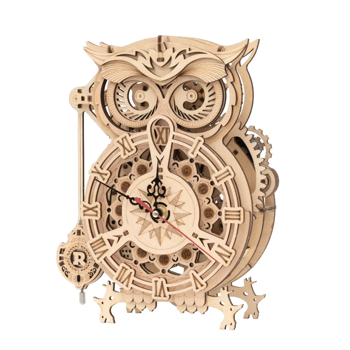Robotime rokr 161pcs creative diy 3d owl clock wooden model building block kits assembly toy gift for children adult