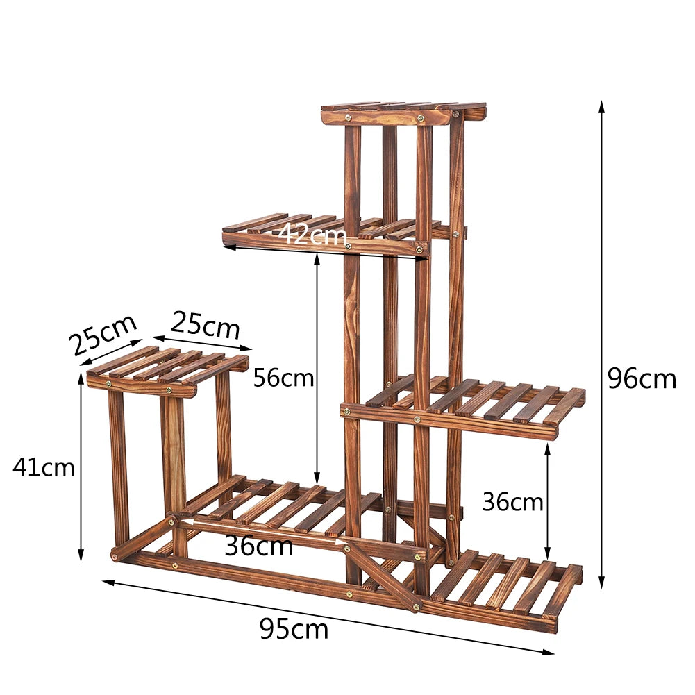6 tiered wood plant flower stand shelf planter pots shelves rack holder display for multiple plants indoor outdoor