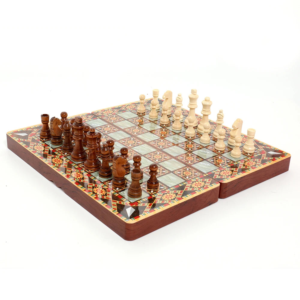 Chess backgammon foldable 40x40cm intellectual entertainment game portable 3-in-1 board multiple modes luxury knight