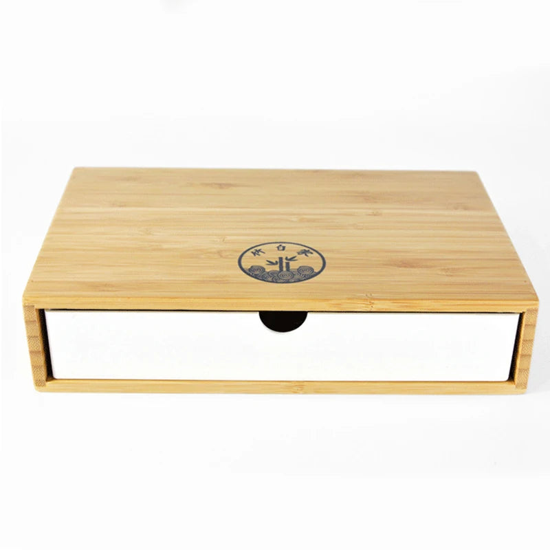 2025 new bamboo hotel toiletries storage organizer pull-out room tooth set box #0103