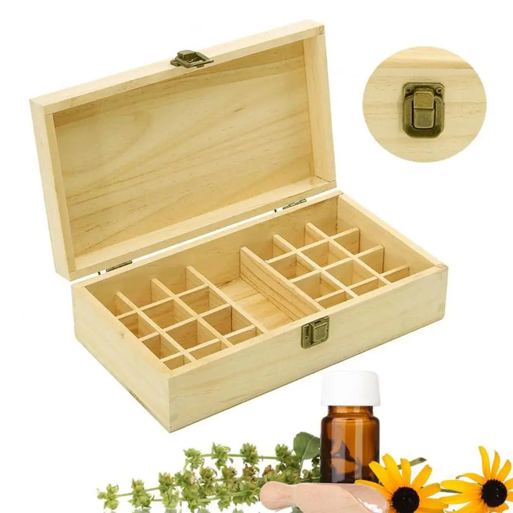 25 grids bamboo essential oil storage box organizer diy protective wooden case travel perfume bottles protect container