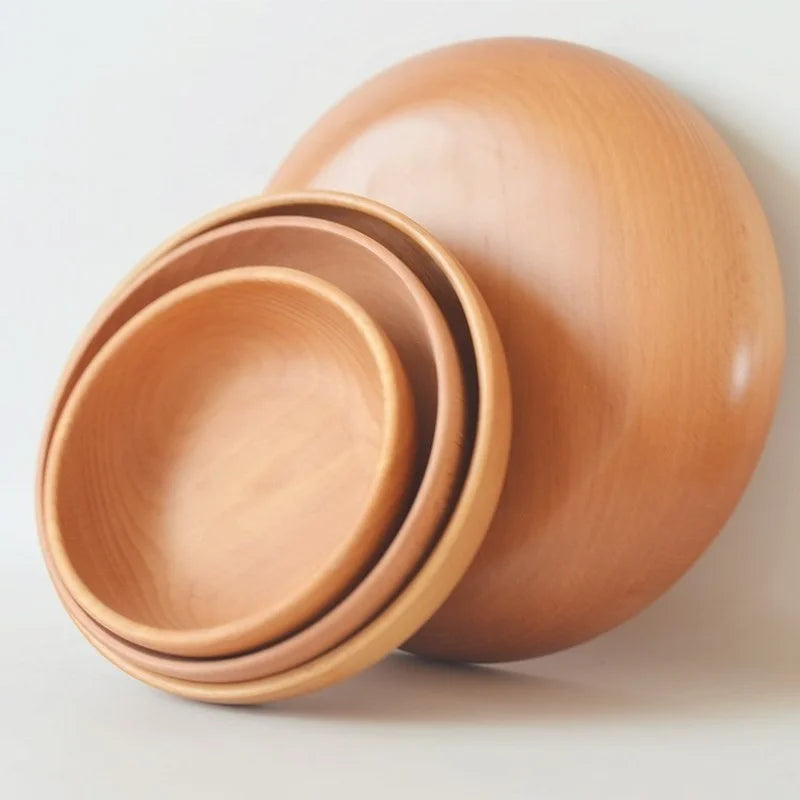 Japanese style wooden bowl for kitchen salad soup and rice natural tableware food utensil ramen noodles dinner tablewar