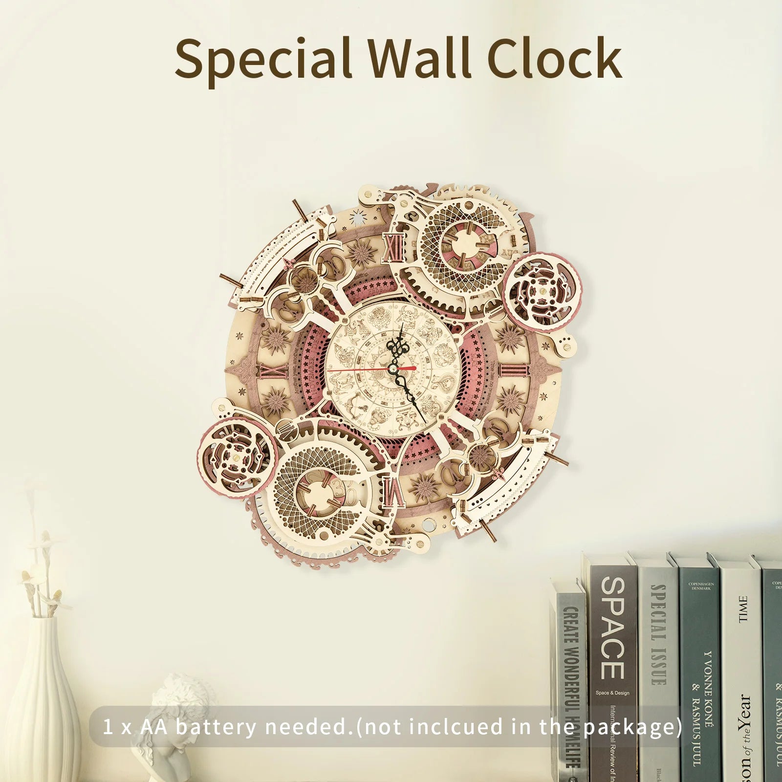 Robotime rokr 3d wooden puzzles steampunk clock kit diy mechanical wall quartz aesthetic room decor unique gift