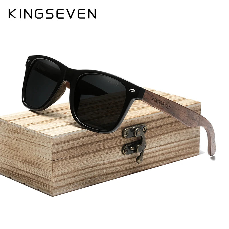 Kingseven walnut wooden polarized sunglasses men/women uv protection glasses natural wood handmade eyewear fashion