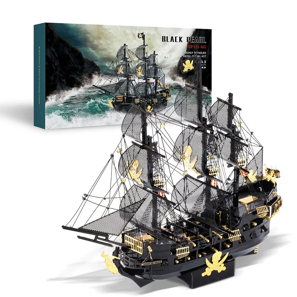 Piececool 3d metal puzzle building blocks black pearl model diy assemble jigsaw toy,christmas birthday gifts for adults