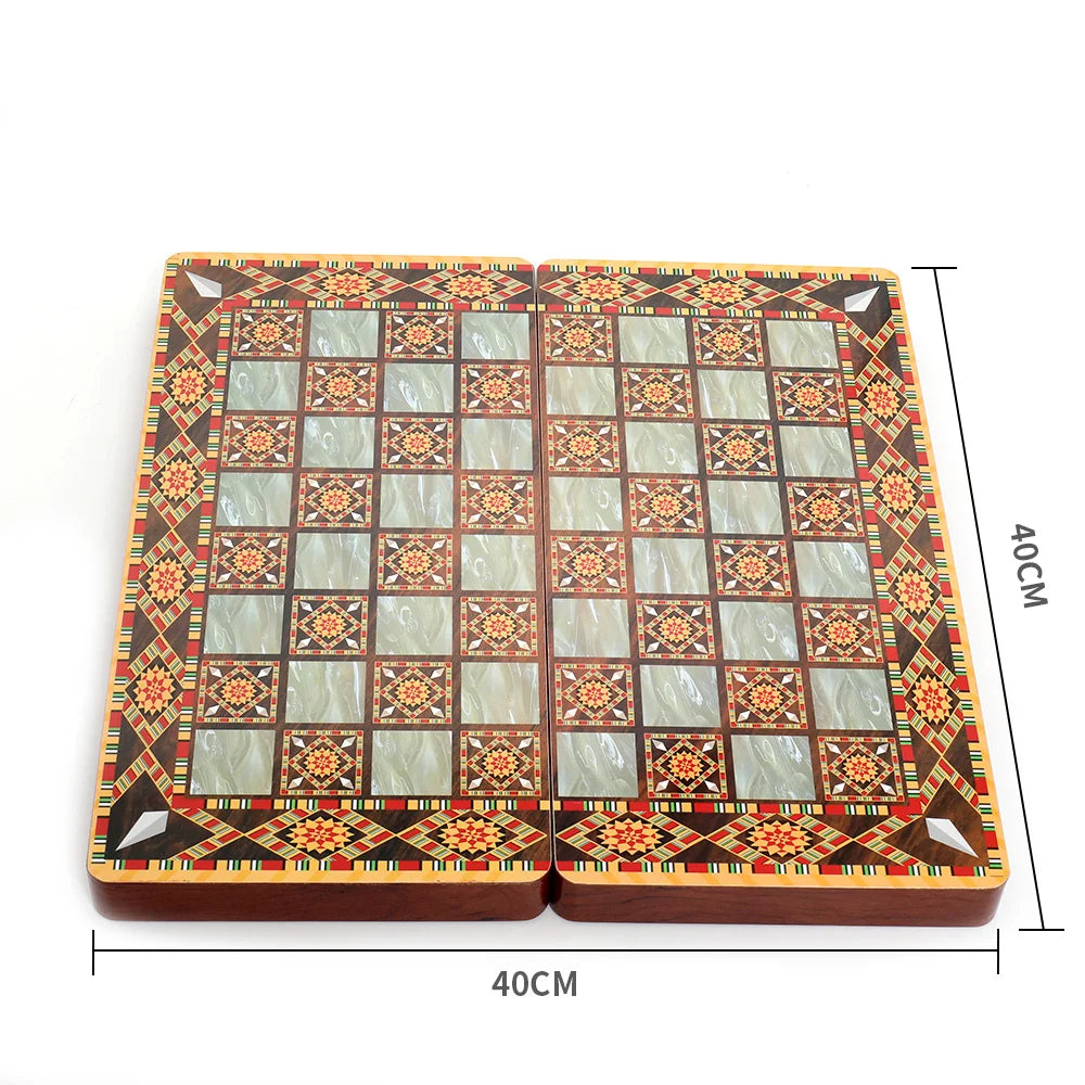 Chess backgammon foldable 40x40cm intellectual entertainment game portable 3-in-1 board multiple modes luxury knight
