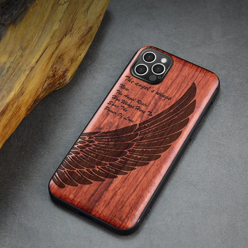 Real wood phone case for iphone 15 pro max shockproof wooden cover 11 12 13 14 xr xs 7 8 plus funda - color