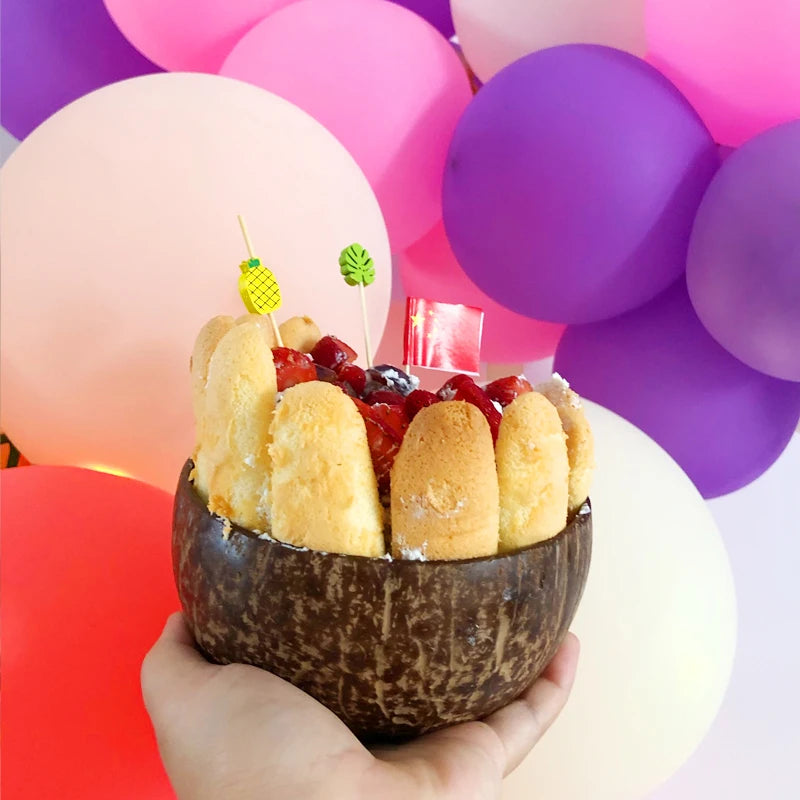 Personalized name/ logo coconut bowl fruit salad noodle rice wooden tableware creative shell kitchen set