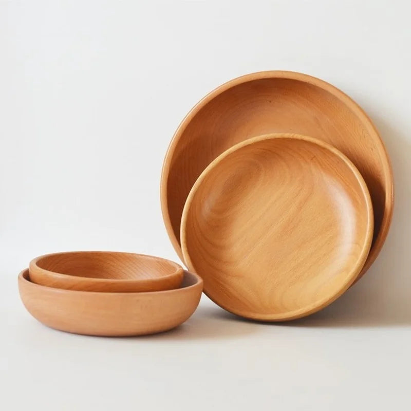 Japanese style wooden bowl for kitchen salad soup and rice natural tableware food utensil ramen noodles dinner tablewar