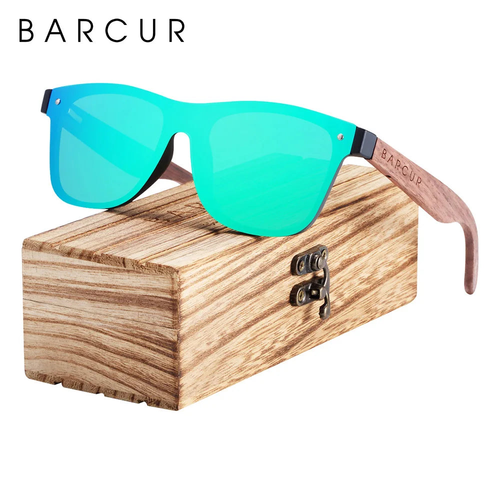 Barcur wood sunglasses natural black walnut sun glasses for men eyewear women polarized uv400 oculos de sol masculino