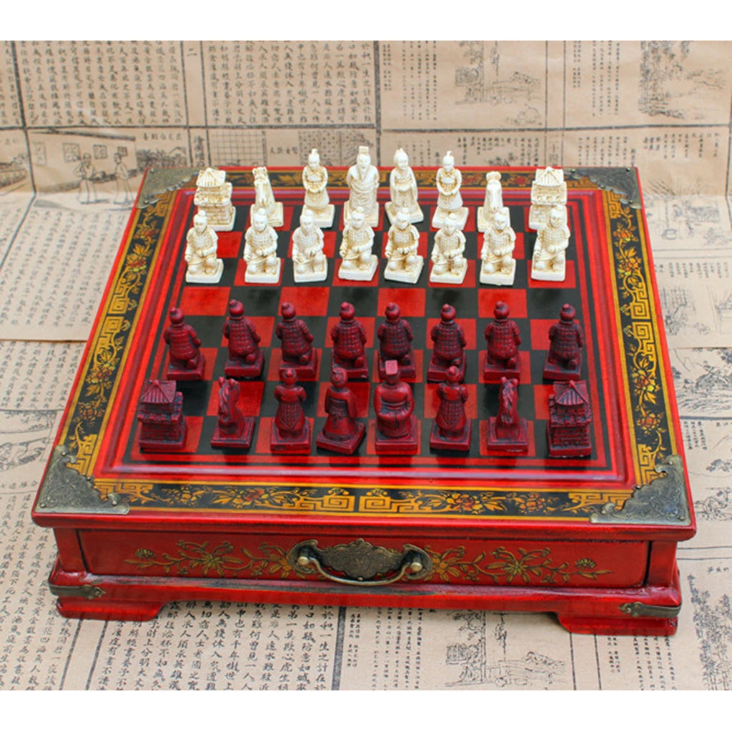 Chinese chess game 32 pieces + wooden box for leisure and entertainment