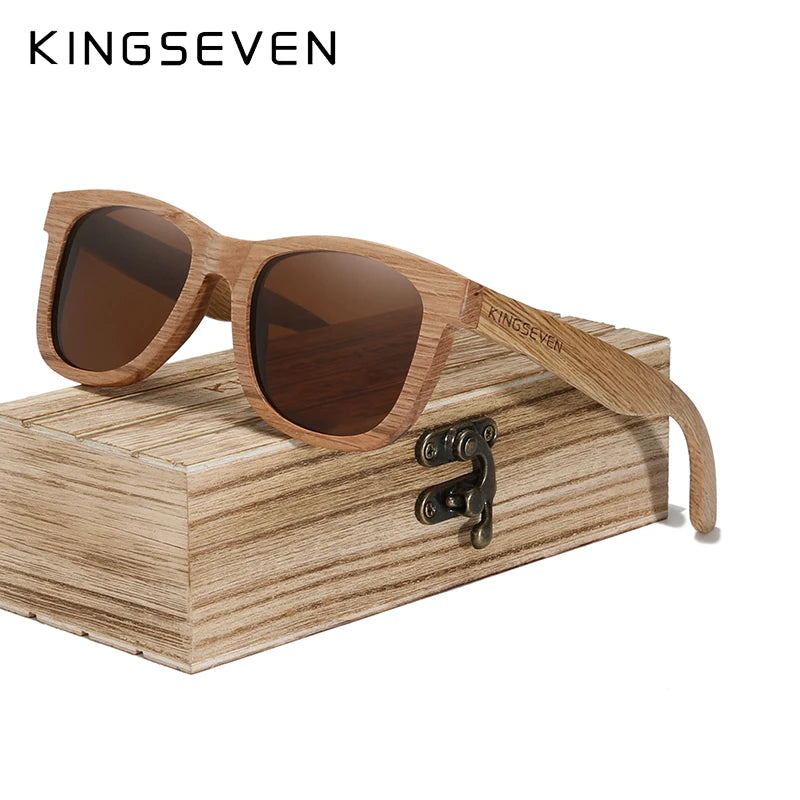 Kingseven fashion men handmade natural wooden sunglasses polarized anti-uv400 wood oculos de sol feminino eyewear