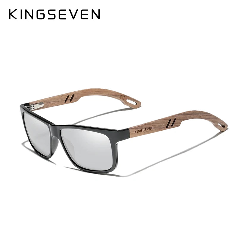 Kingseven brand tr90 natural walnut wooden sunglasses for men polarized uv400 lens retro women glasses reinforced hinge