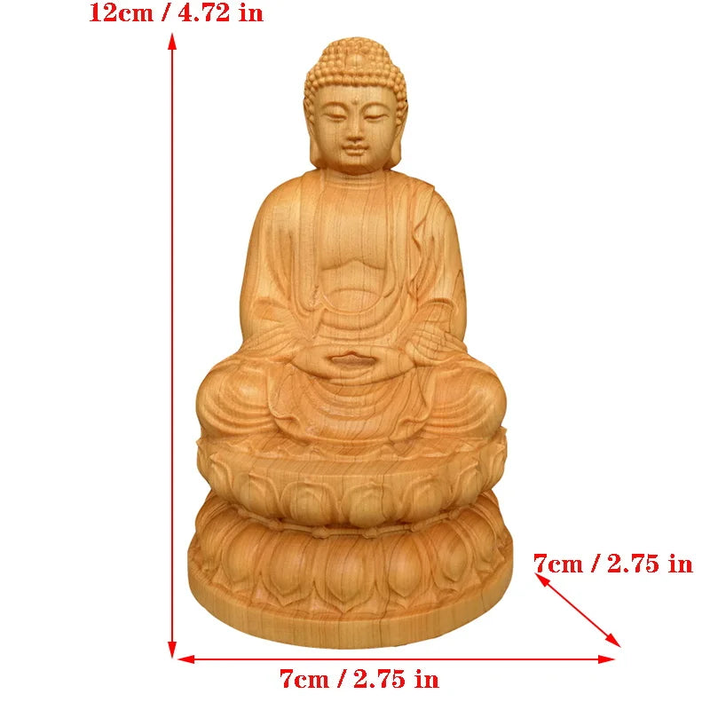 Natural cypress guanyin sakyamuni buddha characters statue，solid wood statues home room office feng shui art statue - 2