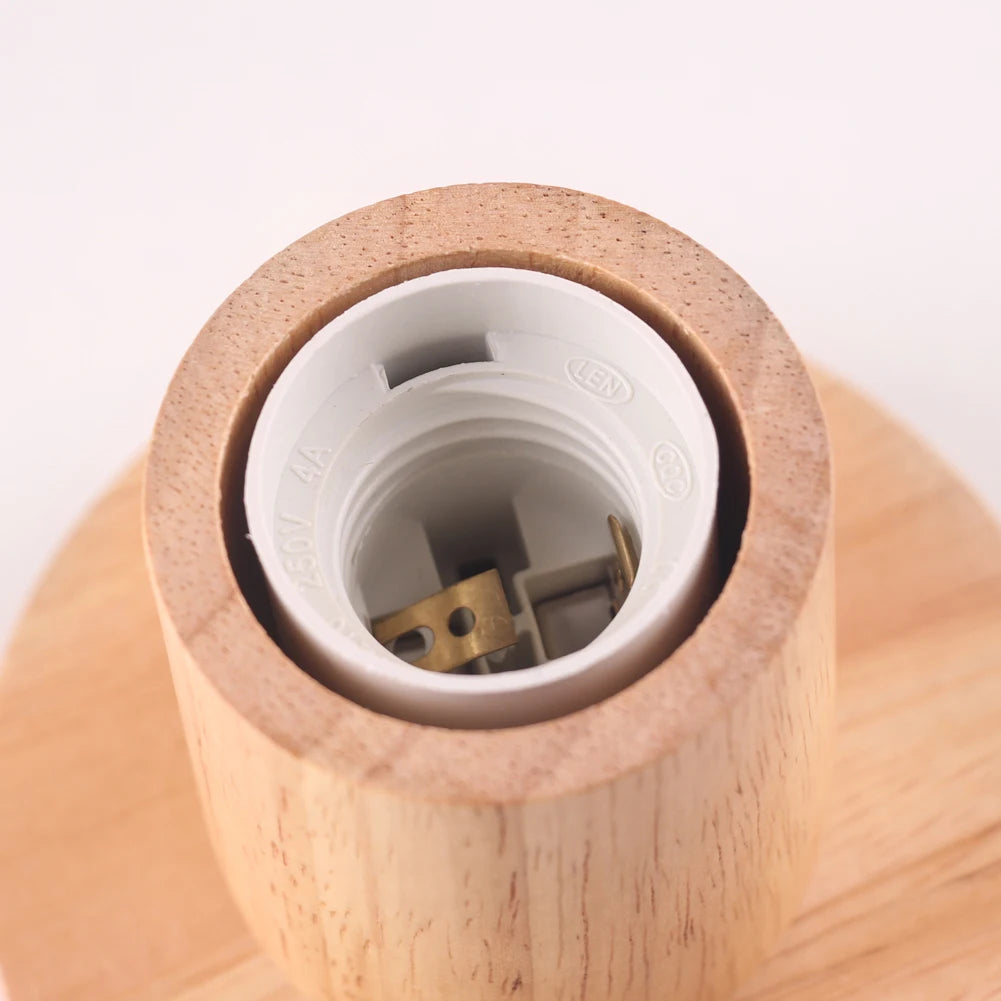 Ganriland retro wood table lamp e27 socket vintage desk base holder wooden light 220v eu plug bedside decor