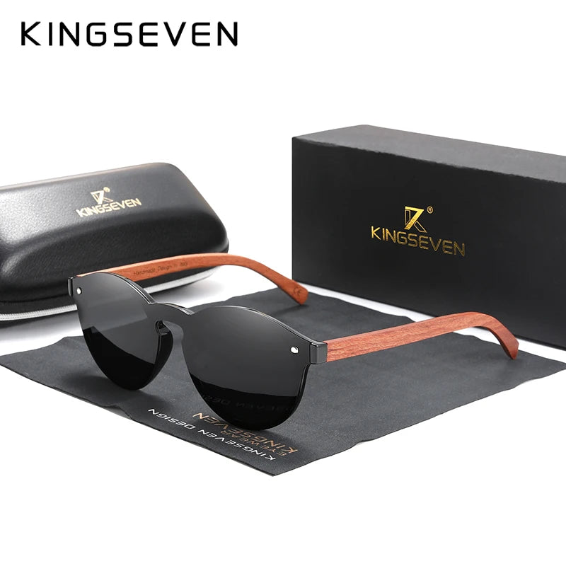 Natural wooden sunglasses kingseven bubinga men’s polarized glasses fashion sun original accessories - black bubinga