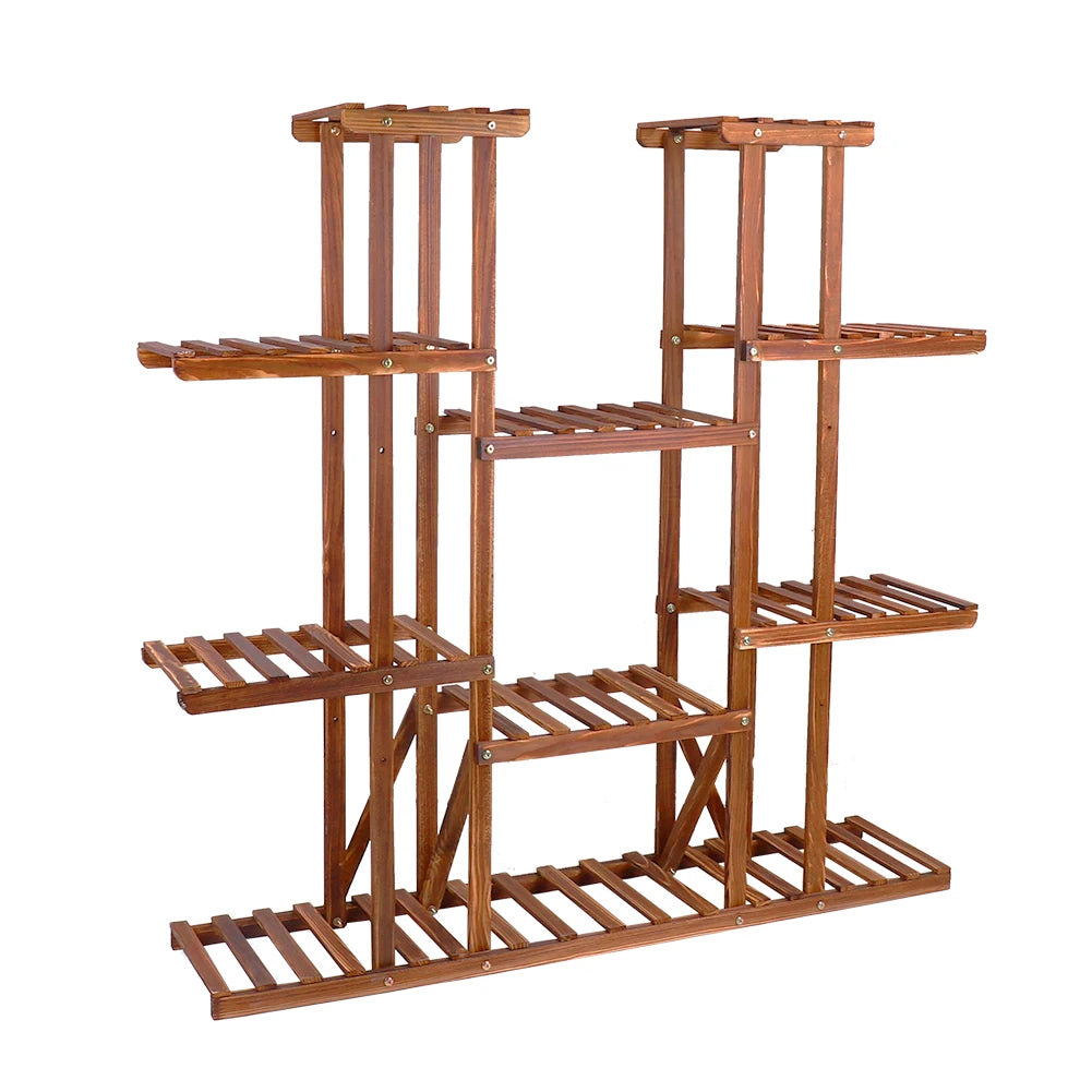 Unho multi-tier plant stand 46in height wood flower rack holder 16 potted display storage shelves indoor outdoor
