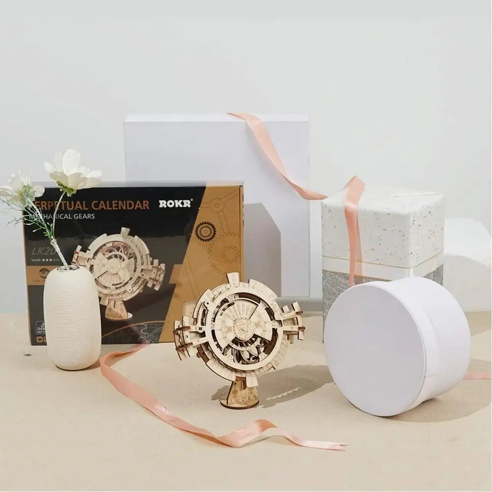 Robotime creative diy perpetual calendar wooden model building kits assembly toy gift for children adult 3d puzzle lk201