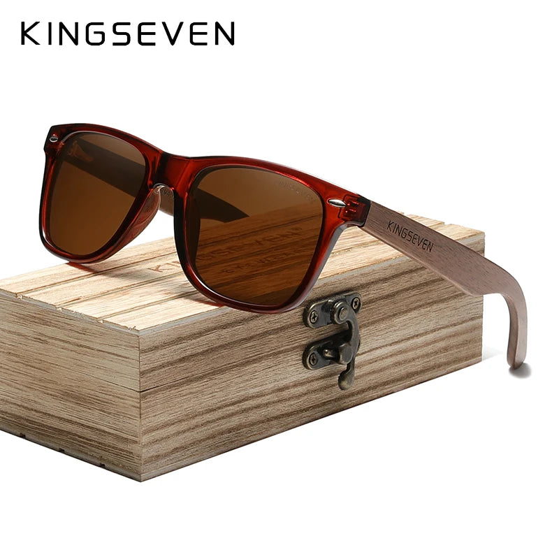 Kingseven walnut wooden polarized sunglasses men/women uv protection glasses natural wood handmade eyewear fashion