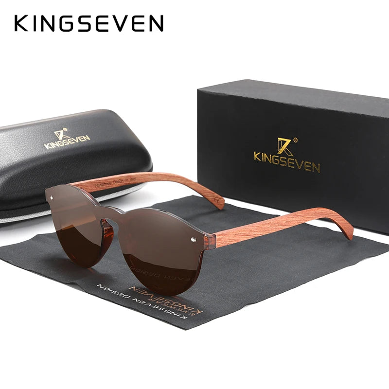 Natural wooden sunglasses kingseven bubinga men’s polarized glasses fashion sun original accessories - brown bubinga