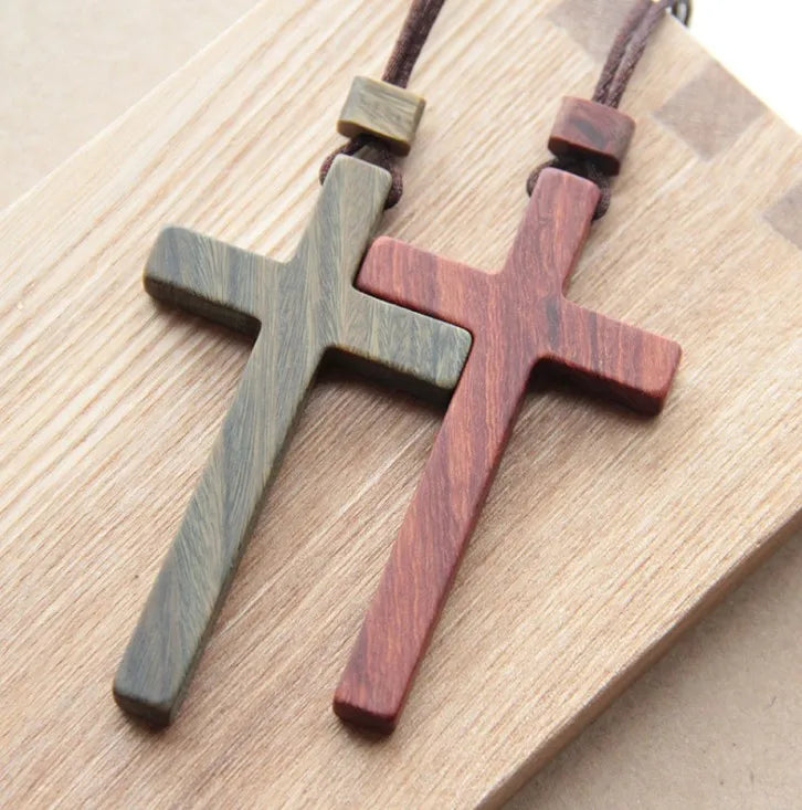 Christian sandalwood ebony necklace cross solid wood crafts jesus catholic rosarios catolicos