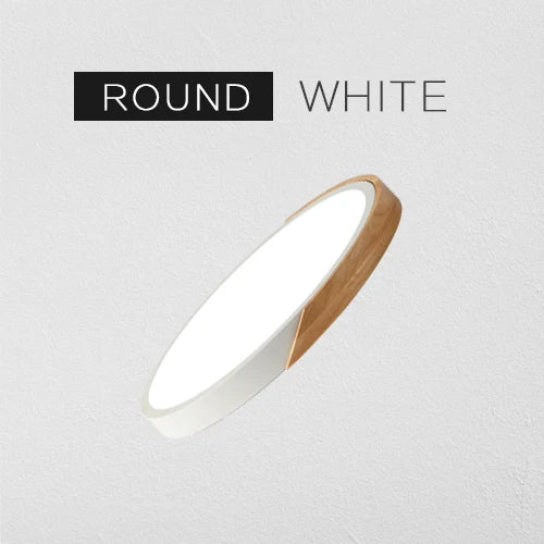 Wooden round square led ceiling light bedroom neutral white cool warm 36w 24w 18w 110-240v - 23x23x5cm / rc dimmable