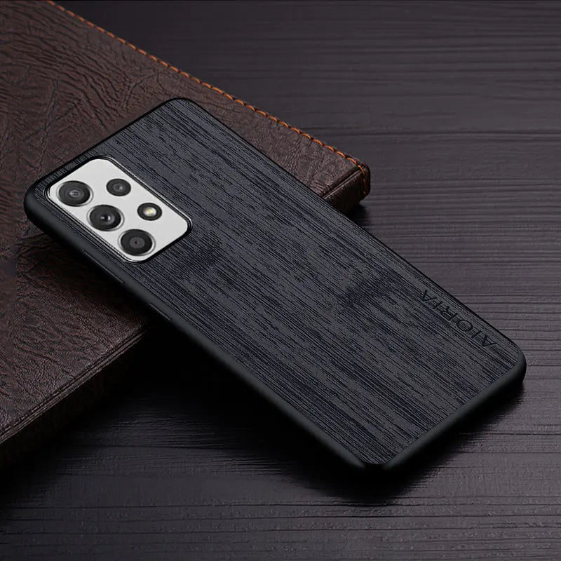 Case for samsung galaxy a52 a72 a32 a22 a12 a22s a52s 5g 4g funda bamboo wood pattern leather cover luxury phone case