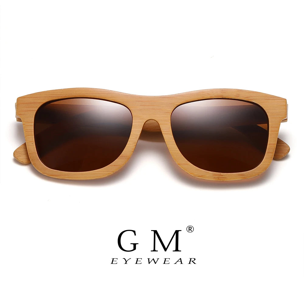 Gm natural wooden sunglasses handmade polarized mirror fashion bamboo eyewear sport glasses s1725