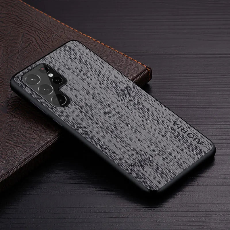 Case for samsung galaxy s24 s25 s22 s23 ultra plus edge fe coque bamboo wood pattern leather cover funda samsung s24