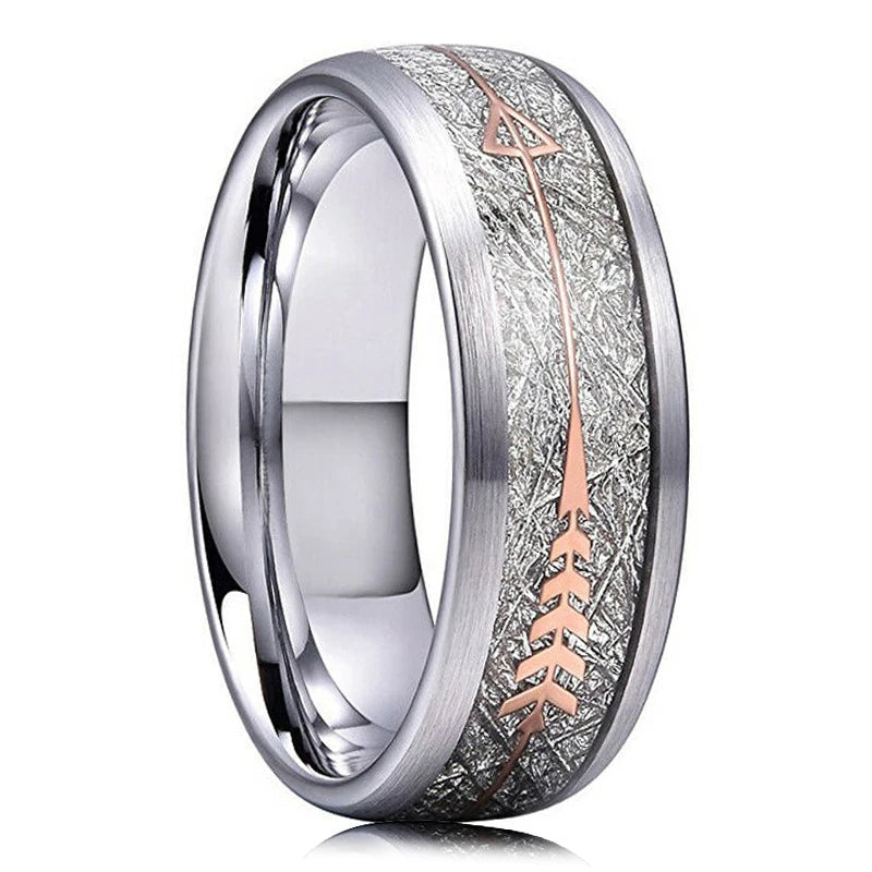 2023 fashion 8mm men black titanium wild life hunting ring koa wood inlay deer family silhouette steel wedding band