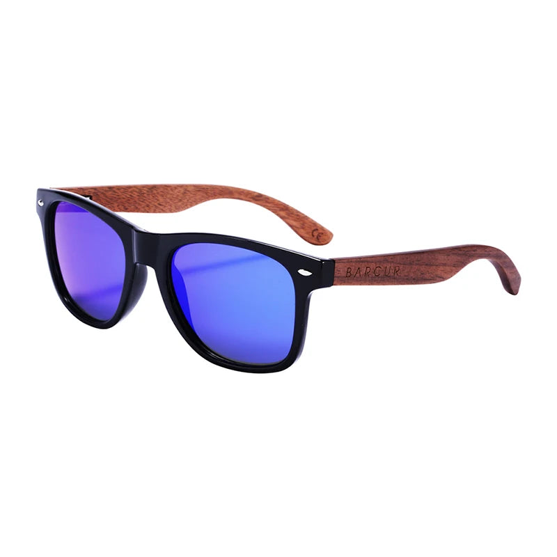 Barcur high quality black walnut sunglasses anti-reflecti men women mirror sun glasses male uv400 wooden sunglass