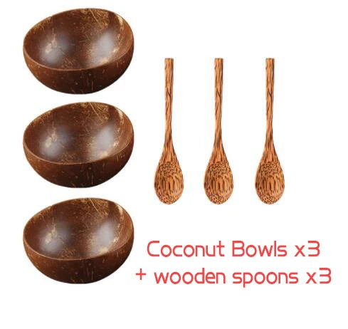 Personalized name/ logo coconut bowl fruit salad noodle rice wooden tableware creative shell kitchen set - f / blank