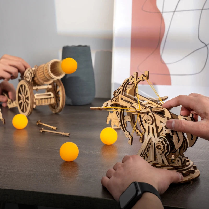 Robotime 3d wooden puzzle medieval siege weapons game assembly set gift for children teens adult war strategy toy kw401