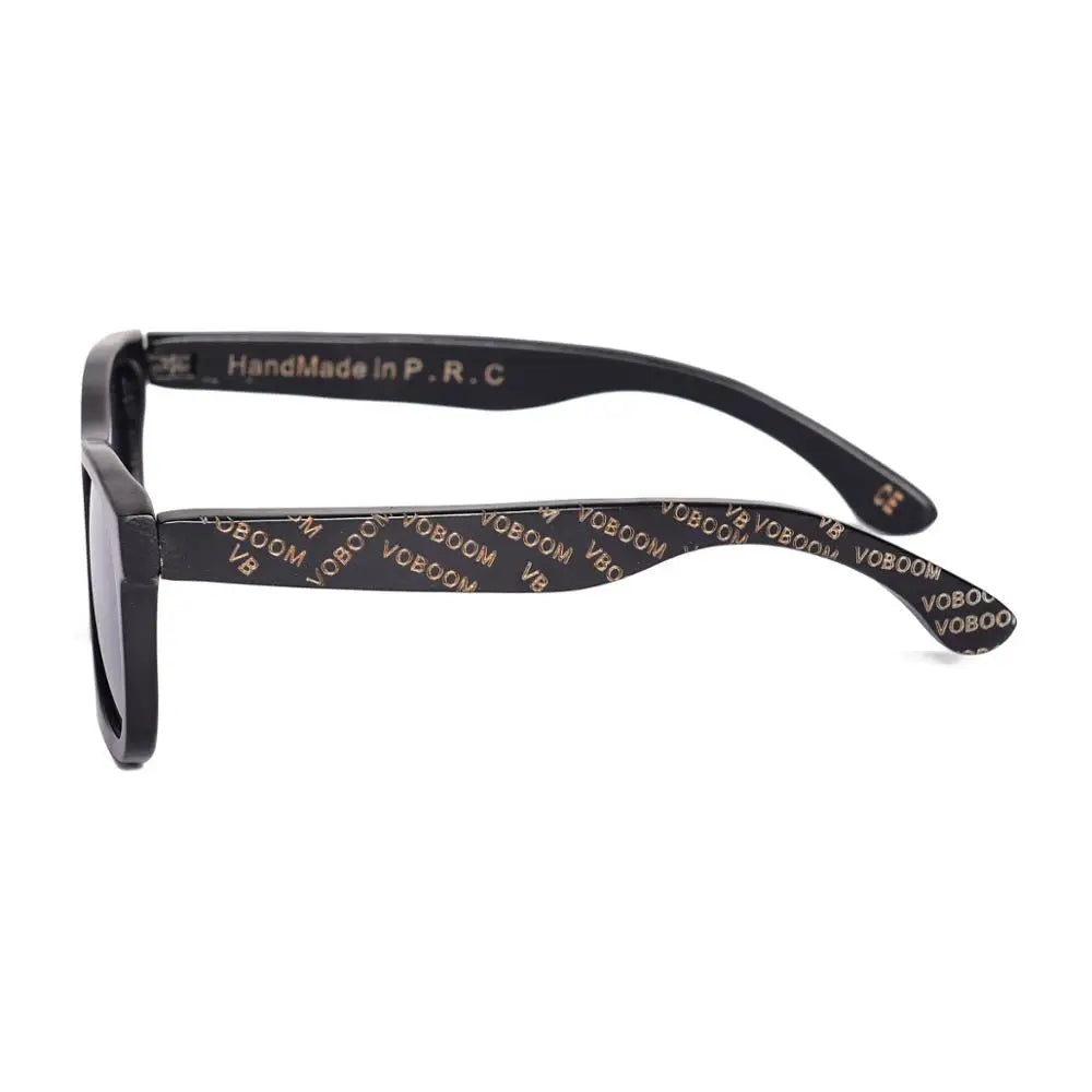 Voboom wooden sunglasses men black frame engraving letter handmade polarized lenses eyewear vv