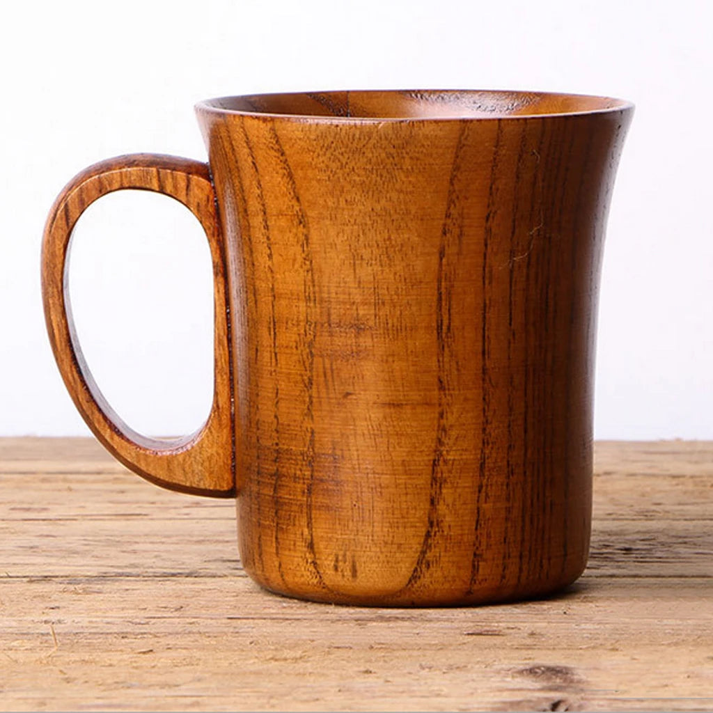 Wood cup mug beer coffee tea juice milk tankard handcrafted for camping picnic home office party accessories - style 1