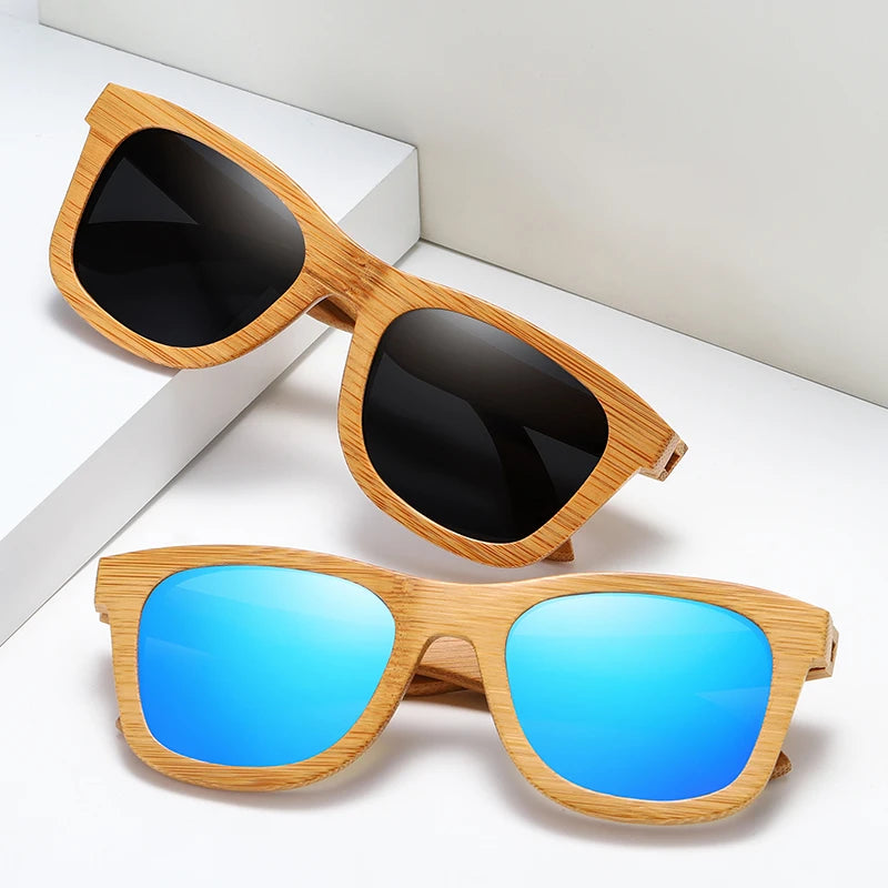 Barcur retro men sun glasses women polarized sunglasses bamboo handmade wood beach wooden oculos de sol