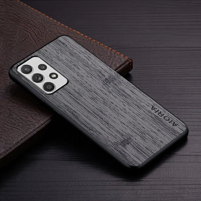 Case for samsung galaxy a52 a72 a32 a22 a12 a22s a52s 5g 4g funda bamboo wood pattern leather cover luxury phone case