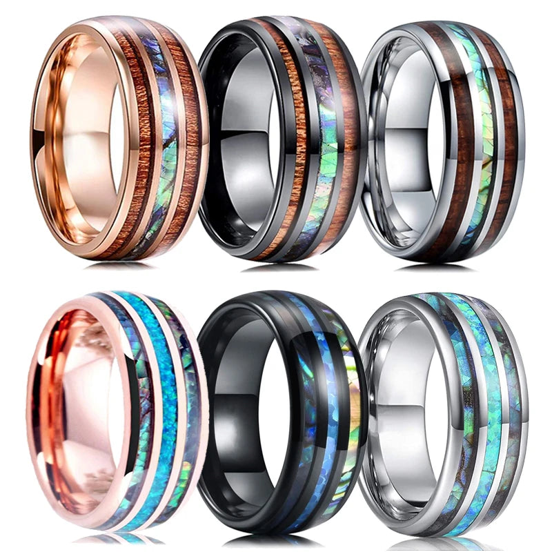 8mm-mens-rose-gold-color-stainless-steel-rings-hawaiian-koa-wood-and-abalone-shell-opal-inlay-ring-mens-wedding-band-jewelry