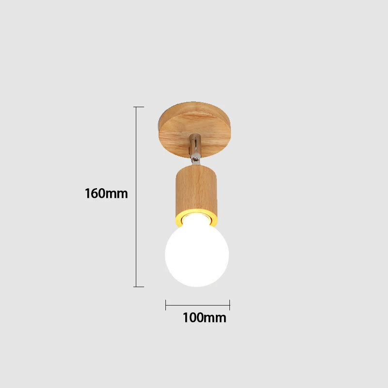 Nordic wooden ceiling light rotatable adjustable single three heads lighting living room clothing store led spotlight