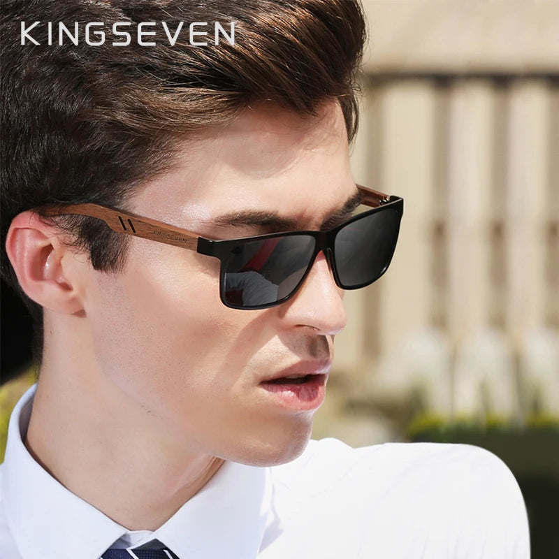 Kingseven brand tr90 natural walnut wooden sunglasses for men polarized uv400 lens retro women glasses reinforced hinge